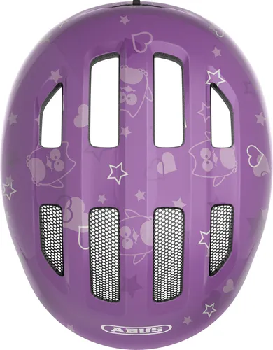Abus Smiley 3.0 purple star M (50-55 cm) - Fahrradhelm für Kinder, bietet optimalen Rundumschutz mit tiefer Passform und höhenverstellbarem Verstellsystem für besten Tragekomfort und Sicherheit beim Radfahren.