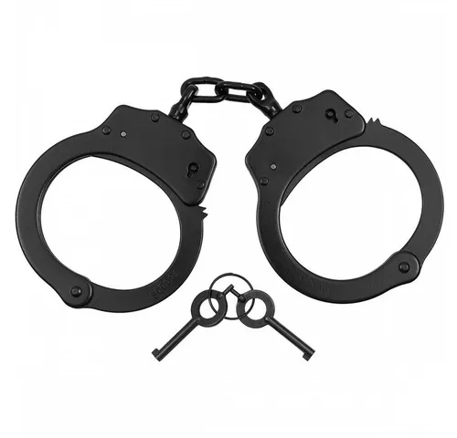 Handschellen Deluxe 2 Schlüssel Stahl schwarz Security Polizei Handcuffs BW Army
