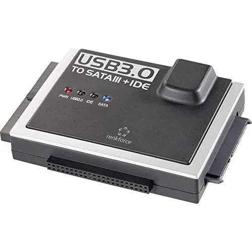 Renkforce Festplatten Adapter USB 3.2 Gen 1 - USB-Adapter für den einfachen Betrieb von SATA- und IDE-Laufwerken ohne Einbau, ideal für den Zugriff auf ausgebaute Festplatten.