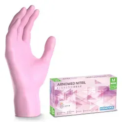 ARNOMED Nitril Blossom Rose Einmalhandschuhe, puderfrei, rosa 385-M , 1 Packung = 100 Stück, Größe M