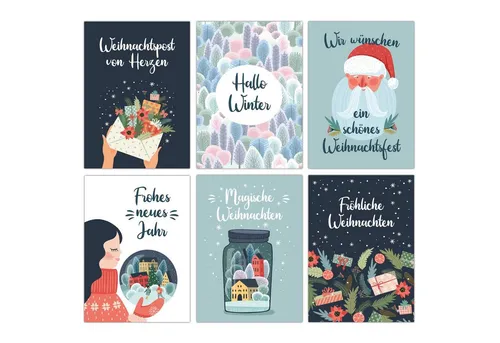 PAPIERDRACHEN Weihnachtskarte Weihnachtskartenset - liebevoll gestaltete Postkarten zu Weihnachten