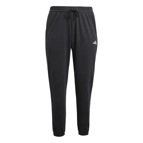 adidas Damen Essentials 3-Stripes French Terry Cuffed Pants - Modische Hosen mit regulärer Passform, aus 70 % recycelten Materialien, ideal für nachhaltigen Style und Komfort.