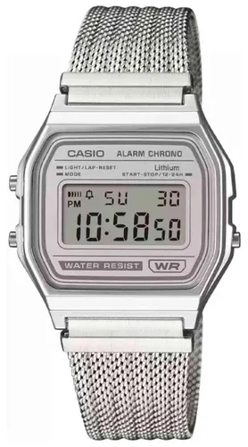 Casio A158WEM-7EF Herrenuhr Edelstahl VINTAGE COLLECTION - Elegante Armbanduhr aus Edelstahl mit digitalem Quarzwerk. Praktische Funktionen wie Alarm und Stoppuhr. Ideal für stilbewusste Herren.