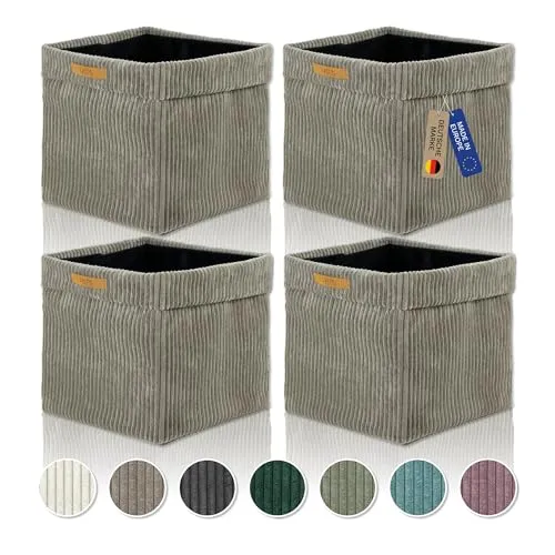 Lycce Kallax Boxen Cordstoff 4er Set – Faltbare Aufbewahrungsboxen für Kallax Regal - Praktische Kallax Boxen im stilvollen Cordstoff-Design: Faltbar, waschbar und ideal für ein aufgeräumtes Zuhause. Perfekt für jedes Zimmer!