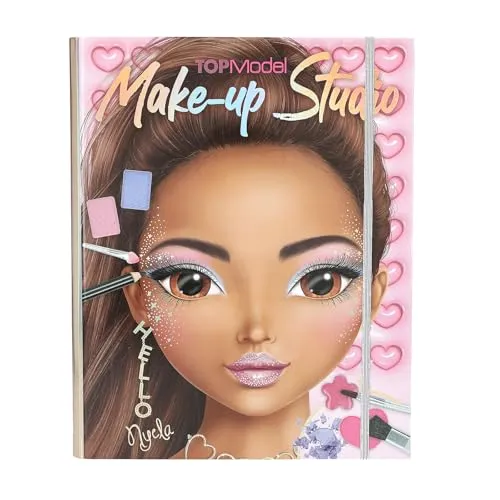 Depesche 13164 TOPModel - Makeup Kreativ -Mappe, mit Model Motiven zum Selbstgestalten, inkl. Make Up Palette und Pinseln, Rosa