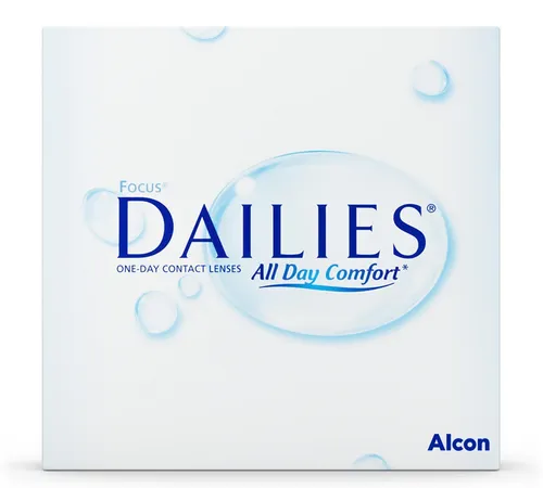 Alcon FOCUS® DAILIES® All Day Comfort 90 Tageslinsen - Kontaktlinsen mit integriertem Feuchtigkeitsspender für lang anhaltenden Tragekomfort, ideal für empfindliche Augen und allergische Reaktionen.