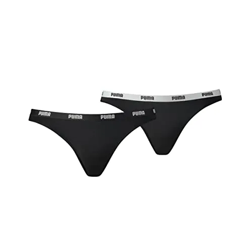 PUMA Damen Unterwäsche Iconic Bikini 2P, Black, XS, 573008001
