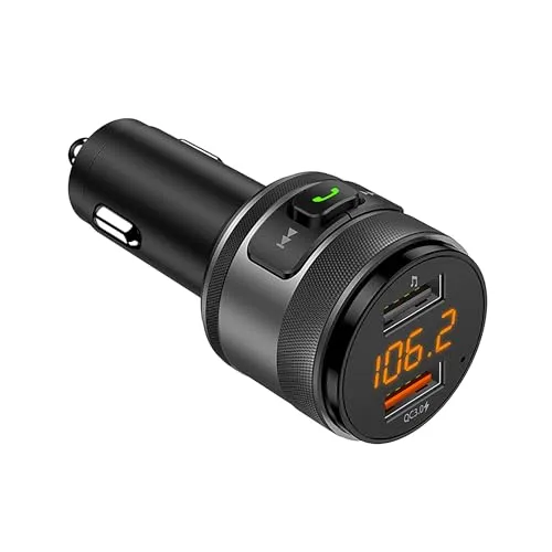 Carpoint Bluetooth FM-Transmitter Auto - Handy-Ladegerät mit hochwertigem Mikrofon und Rauschunterdrückung für klare Telefonate. Drahtlos Musik hören und gleichzeitig schnell laden!