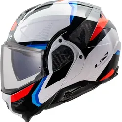 LS2 FF910 Advant II Triple Klapphelm - Größe 3XL, weiss-rot-blau für Männer - Motorradhelm mit Coolmax Innenfutter, atmungsaktiv und schnell trocknend, sowie kratzfestem Max Vision Visier für optimale Sicht.