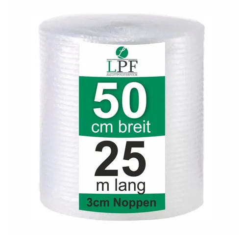 LPF dieLUFTPOLSTERFOLIE Schutzfolie Luftpolsterfolie Große Noppen (3cm) Breite 50cm x Länge 25m / 100my