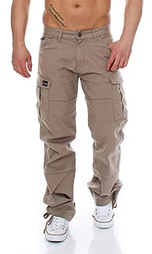 Big Seven Brian Cargo Hose Comfort Fit Herren Jeans in Beige (Moon Rock) - Bequeme Cargo Hose mit Stretch-Anteil für optimalen Tragekomfort. Ausgestattet mit praktischen Pattentaschen und einem Reißverschluss für einfachen Zugang. Ideal für lässige Looks.