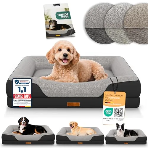 ELONEO Orthopädisches Premium Hundebett - Komfortables Hundebett aus kuscheligem Sherpa-Fleece, ideal für Hunde aller Größen. Mit abnehmbarem, waschbarem Bezug und rutschfester Unterseite für sicheren Halt.