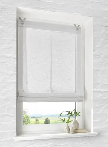Kutti Raffrollo Brondby - Freihängend mit Hakenaufhängung - Gardinen in Leinenoptik, lichtfilternd und ohne Bohren montierbar, ideal für stilvolle Fensterdekoration.