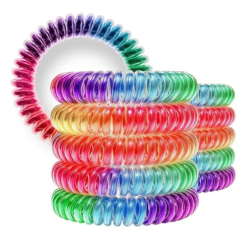 Specora-Classic Spiral Haargummi Regenbogen Bunt – 5 cm – 10er Pack – TPU – Telefonkabel Zopfgummi – Ohne Ziepen & Verheddern – Keine Knicke – Haarschonend