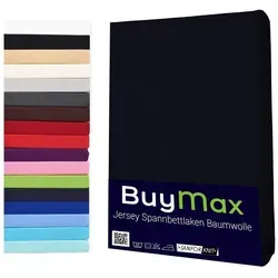 Buymax Spannbettlaken Buymax Jersey aus 100% Baumwolle, Jersey, Gummizug: Rundumgummi, (1 Stück), Pflegeleicht und Atmungsaktiv in Verschiedenen Farben und Größen schwarz 160 cm x 200 cm
