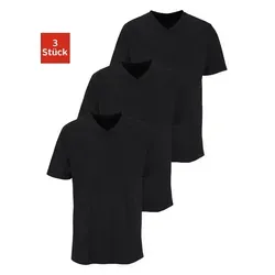 H.I.S T-Shirt 3er Pack, V-Ausschnitt, Baumwolle, Gr. 5/M, schwarz - Moderne T-Shirts im 3er Pack mit V-Ausschnitt aus 100% Baumwolle. Unterstützt die Initiative Cotton made in Africa für nachhaltige Textilien.