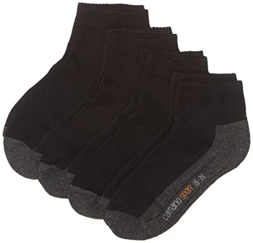 Camano Herren 5932 Quarter 4 Paar Sportsocken, Schwarz (Black 05), 43-46 EU