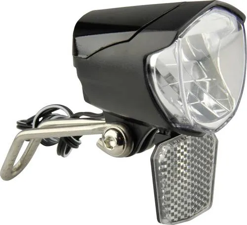 FISCHER FAHRRAD Fahrrad-Scheinwerfer 85355 LED - Dynamobetrieben und Schwarz - Fahrradbeleuchtung mit leistungsstarker LED-Technologie, sorgt für optimale Sichtbarkeit und Sicherheit bei Nachtfahrten.