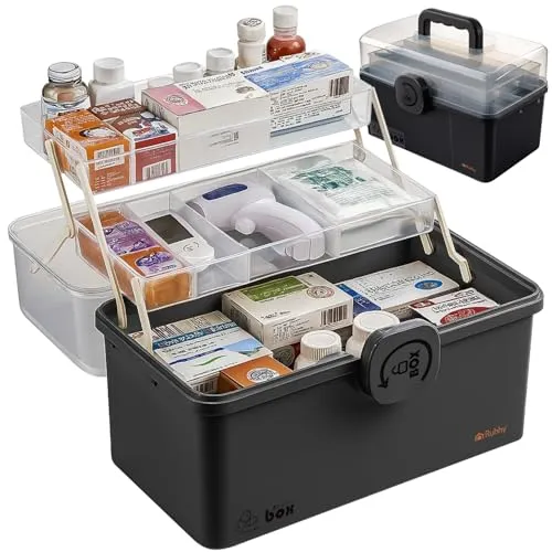 Medikamenten Aufbewahrungsbox Abschließbar Groß - Nähzubehör und mehr: Die vielseitige Box bietet sicheren Stauraum für Medikamente, Kosmetik und Bastelmaterialien. Mit transparenter Abdeckung und kindersicherem Verschluss für optimale Sicherheit.