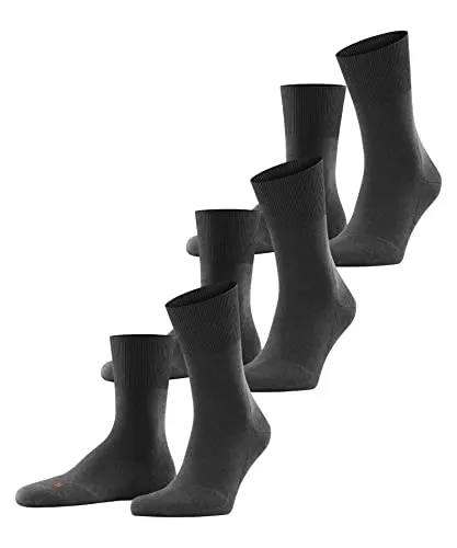 FALKE Unisex Socken Run Multipack U, 3 Paar in Grau Dark Grey 3970 - Bequeme Herrensocken aus robuster Baumwolle im Multipack, mit Sohlenpolsterung für ein weiches Tragegefühl und flacher Naht zur Vermeidung von Blasen.