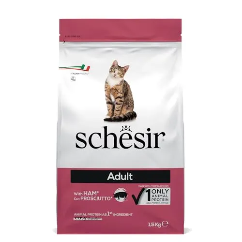 Schesir Cat Adult Maintenance Schinken, Katzenfutter trocken für erwachsene Katzen, Beutel, 1.5 kg
