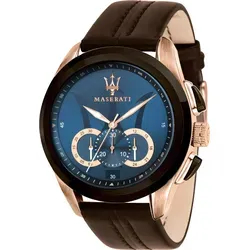 Maserati Herrenuhr Chronograph Traguardo R8871612024 - Chronograph für Herren mit 45 mm Edelstahlgehäuse, tiefblauem Zifferblatt und braunem Lederarmband. Perfekte Kombination aus italienischem Design und Schweizer Präzision – ideal für den modernen Mann.