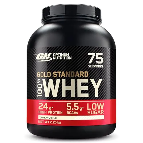 Optimum Nutrition Gold Standard 100% Molkenproteinpulver - Molkenproteine für Muskelaufbau und -regeneration, mit BCAA und Glutamin, schnell aufgenommen, ideal für Sportler und Fitness-Enthusiasten.