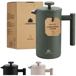 Groenenberg French Press Forest (grün) 600 ml - Hochwertige Edelstahl Kaffeepresse mit Thermo Warmhalte-Funktion für perfekten Kaffeegenuss. Langlebig und elegant, ideal für Zuhause oder unterwegs.