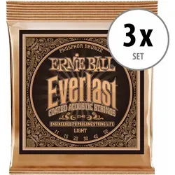 Ernie Ball 2548 Everlast Coated Phosphor Bronze Light 3x Set - Instrumentenzubehör mit warmer Klangqualität, langlebig dank Nanobeschichtung und ideal für Musiker, die Wert auf Haltbarkeit und Klang legen.