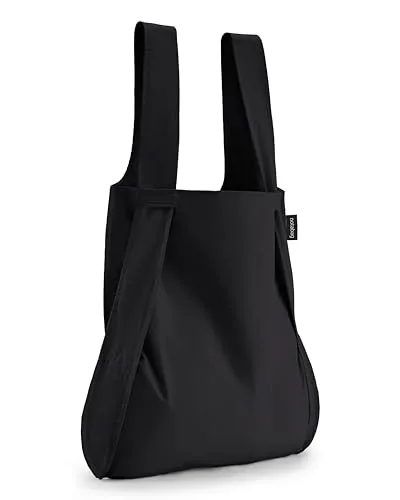 Notabag Original - Wasserabweisende, faltbare Tasche und Rucksack (Schwarz) - Vielseitige 2-in-1 Tasche und Rucksack, ideal für den Alltag. Wasserabweisend, faltbar und aus langlebigen Materialien für nachhaltigen Einsatz.