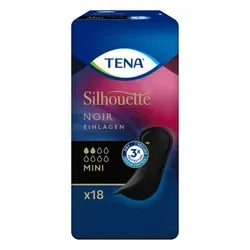 TENA Silhouette Mini Noir, 18 Stück – Dezenter Schutz - Elegante schwarze Einlagen für leichten Schutz bei Blasenschwäche. Mit zuverlässigem Dreifachschutz und schlankem Design für ein sicheres Gefühl im Alltag.