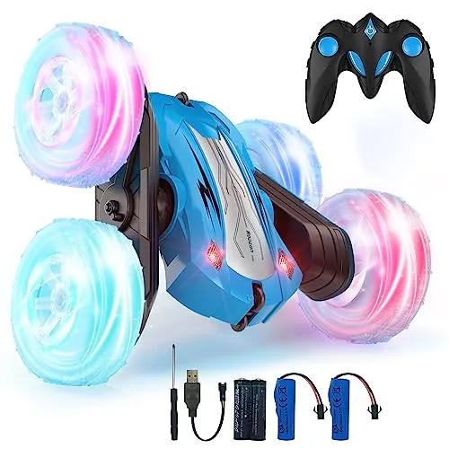 Rodzon Ferngesteuertes Auto - 360° Flip RC Spielzeug für Jungen - App- & ferngesteuerte Autos, mit beeindruckenden LED-Lichtern und 360°-Drehungen für aufregenden Fahrspaß drinnen und draußen.