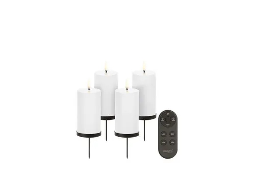 Uyuni Giftbox Pillar Stumpenkerze für Adventskranz nordic white - Perfekte LED Kerzen für festliche Adventskränze. Mit 4 Kerzen, Steckhaltern und Fernbedienung für komfortable Steuerung. Ideal für eine stimmungsvolle Weihnachtsdekoration.
