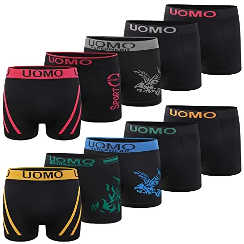 L&K 10er Pack Herren Retroshorts Boxershorts Men Mikrofaser - Herren-Boxershorts aus 92% Polyester und 8% Elasthan, extrem weich und atmungsaktiv für idealen Tragekomfort und Bewegungsfreiheit.