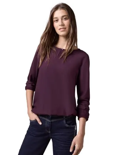 Cecil Damen Bluse in Unifarbe - Elegante Langarmbluse mit Keyhole-Ausschnitt, elastischem Saum und weicher Viskose, perfekt für einen stilvollen Look im Alltag.