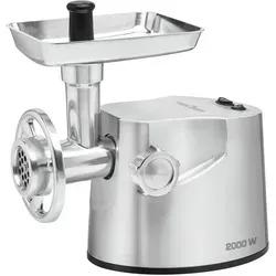 ProfiCook Fleischwolf PC-FW 1173 inkl. 3 Edelstahl-Lochscheiben, Kebbe-und Wurstfülleraufsatz, XXL-Verschlussring, Profi-Metallgetriebe, Vor-und R... - Silber