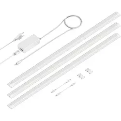 ledscom.de LED Unterbau-Leuchte SIRIS 3er Set, 90cm, warm-weiß - Flache Unterbauleuchte mit 963 lm, ideal für Küchen, Werkstätten und Schränke. Die blendfreie matte Abdeckung sorgt für harmonisches Licht, während die energieeffiziente LED-Technologie für Langlebigkeit steht.