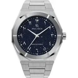 Paul Rich PR-45229 Herrenuhr Star Dust II – Elegante 43mm Armbanduhr - Elegante Herrenuhr von Paul Rich mit Swiss Made Quarzwerk und 5 ATM Wasserdichtigkeit. Stilvolles Design in Silber mit mattem Gehäuse und blauem Zifferblatt für jeden Anlass.