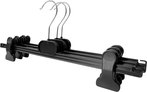 RSR Hangers Kleiderbügel RK 36 cm – 50-tlg. Hosen- und Rockbügel mit Clips - Kleiderbügel-Set mit 50 Teilen, ideal zum schonenden Aufhängen von Hosen und Röcken, mit praktischen Klemmen für sicheren Halt.