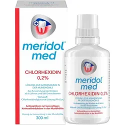 Meridol Med Chlorhexidin 0,2% Lösung - Effektives Mundwasser mit Chlorhexidin 0,2%, ideal zur kurzfristigen Keimreduktion und Unterstützung der Mundpflege, besonders nach Eingriffen.