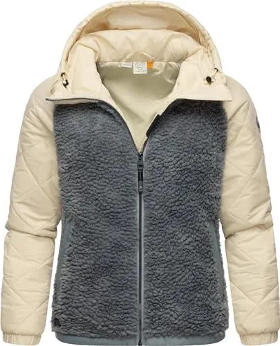 Outdoorjacke RAGWEAR "Leeloo", Damen, Gr. 6XL (52), grau, Obermaterial: 100% Polyester, Obermaterial Ärmel: 100% Polyester, Innenfutter: 100% Polyester, Wattierung: 100% Polyester, sportlich, lässig geschnitten hüftbedeckend, Langarm Ärmel ohne Ärmelschlitz elastischer Bund mit Gummizug, Jacken, Damen Übergangsjacke aus Teddyfleece mit gesteppten Ärmeln