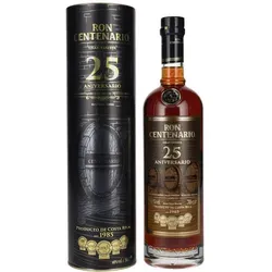 RON CENTENARIO 25 GRAN RESERVA - Premium Rum aus Costa Rica - Hochwertiger 25 Jahre alter Molasses Rum mit 40% vol, ideal für Genießer und besondere Anlässe. Perfekt in einer eleganten Flasche.