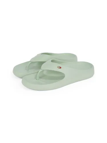 Zehentrenner TOMMY HILFIGER "TH COMFORT BEACH SANDAL", Damen, Gr. 35/36, grün (mint), Synthetik, modisch, Schuhe, Dianette, Sommerschuh, Bequemschuh mit kleiner Logostickerei