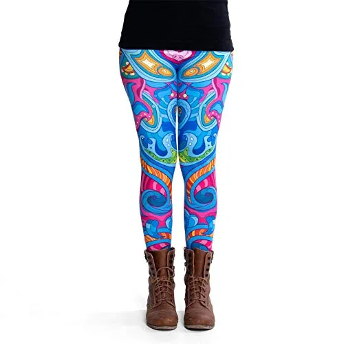 cosey - Bunte Bedruckte Motiv-Leggings (Einheitsgröße) - Design Kaleidoskop