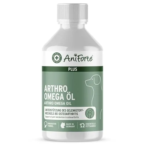 AniForte Arthro Omega Öl für Hunde 250ml - bei Osteoarthritis, Hund Arthrose & Gelenkentzündung, Hund Gelenkschmerzen, 100% Naturöl für Hundegelenke statt Gelenktabletten