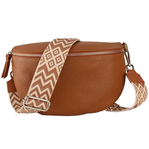 MIRROSI® Bauchtasche Damen aus Echtleder, Made in Italy - Mode-Hüfttaschen, luxuriöse Crossbody-Tasche aus weichem Echtleder mit verstellbarem Ledergurt für vielseitige Tragemöglichkeiten und eleganten Look.