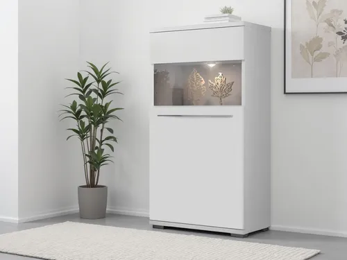 Places of Style Vitrine Piano - Hochglanz & Soft-Close - Wohnzimmerschrank mit 1 Tür und 3 Einlegeböden, hochwertig lackiert und mit Soft-Close-Funktion für sanftes Schließen. Ideal für stilvolles Wohnen.