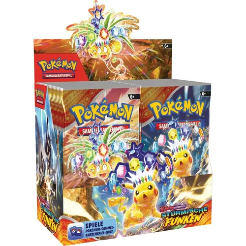 Pokémon-Sammelkartenspiel: Boosterpack Karmesin & Purpur - Stürmische Funken - Sammelkarten-Spiel für 2+ Spieler, ideal für Fans ab 6 Jahren. Entdecke spannende neue Karten und verbessere deine Sammlung!