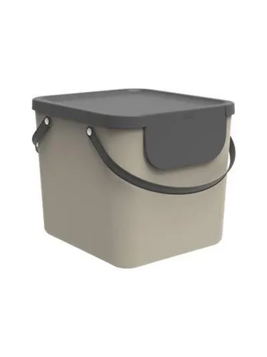 Rotho Mülleimer Albula 40L, Cappuccino - Praktisches Abfalltrennsystem, geruchssicher und stabil bis 40 kg. Ideal für Küche und Büro, platzsparend und mit ergonomischen Tragegriffen. Set aus 3 Stück für einfache Mülltrennung.