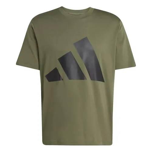 adidas Herren Essentials Big Logo Tee, Olive Strata/Black, S - Herren-Shirts mit regulärem Schnitt und Rundhalsausschnitt, aus 100 % Baumwolle für hohen Tragekomfort und lässigen Style.